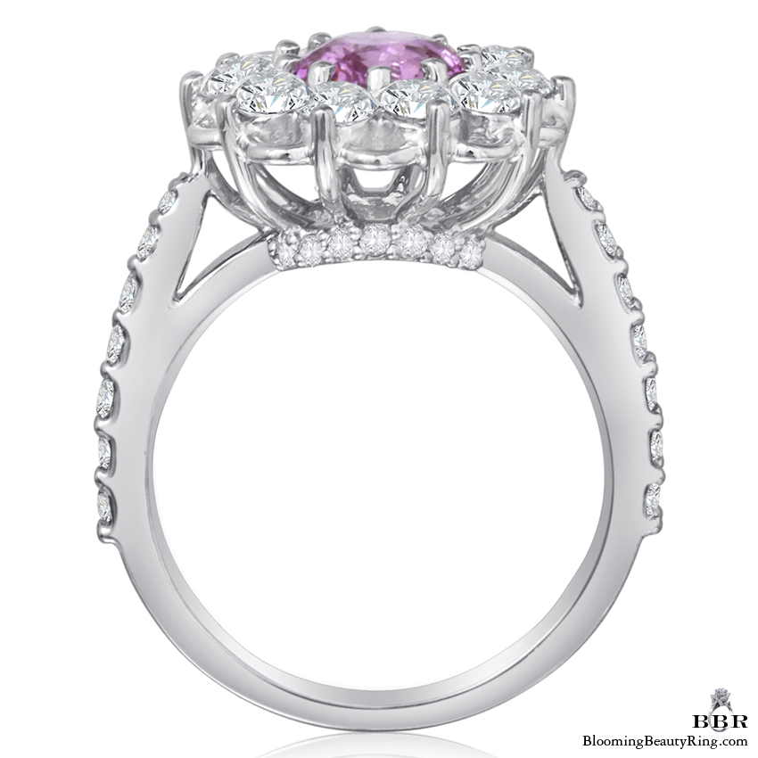 Brilliantly Faceted Round Pink Sapphire and Diamond Open Lace Gemstone Ring - jtr194
