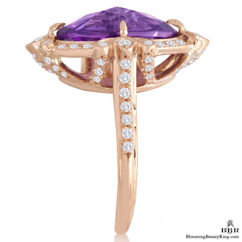 Signature Bright Purple Oval Amethyst and Diamond Right Hand Ring - jtr902