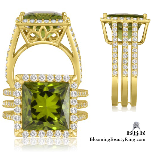 Vibrant and Brilliant Apple Green Peridot Gemstone Ring - jtr211