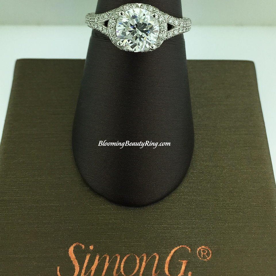 Simon G Diamond Split Shank Halo Engagement Ring - MR1598