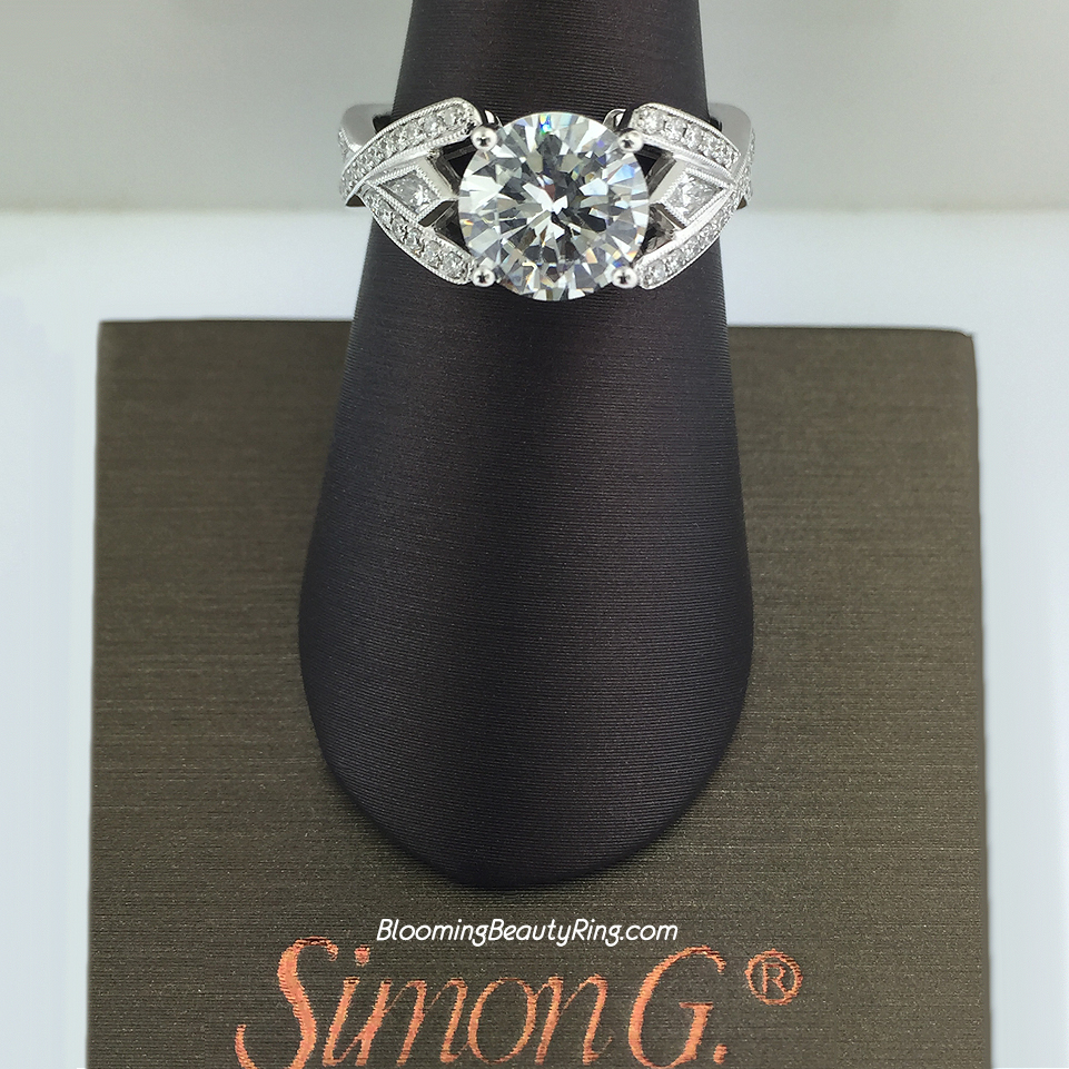 Simon G Double Band Kite Diamond Crossover Wedding Ring - TR175