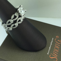 Simon G Duchess Floral Inspired Diamond Engagement Ring Set