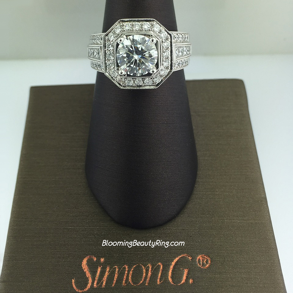 Simon G Passion Octagonal Halo Bridal Ring - NR109