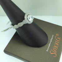 Simon G Twisted Diamond Halo Engagement Ring