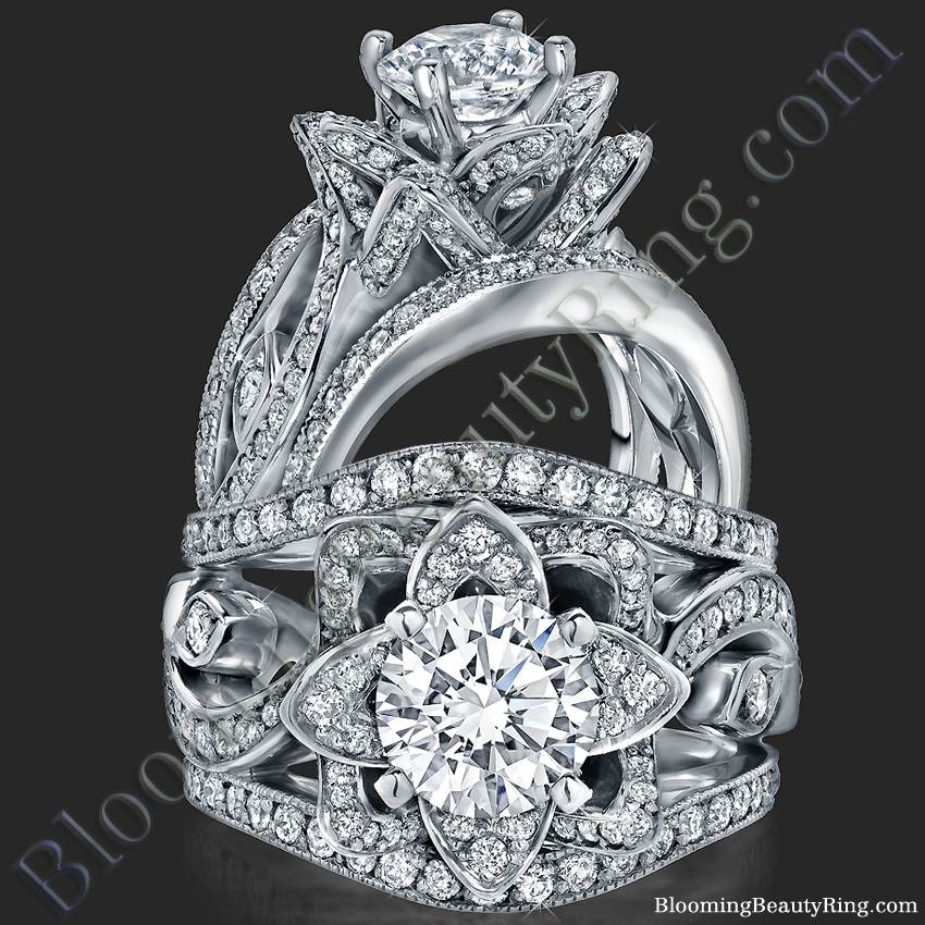 The Original Lotus Swan Double Band Flower Ring Set – bbr630-1