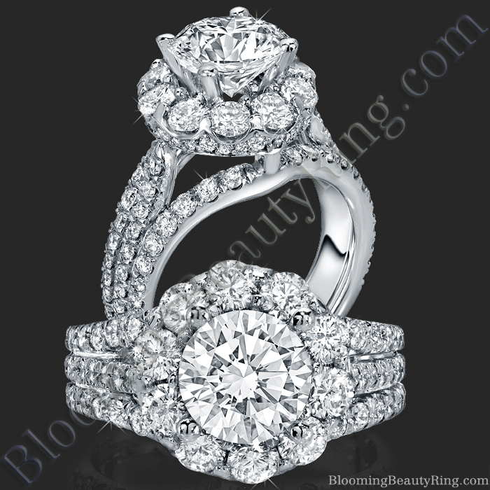 The Rising Diamond - Split Halo - Engagement Ring - bbr542