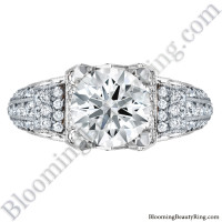White Gold Scrolling Tiffany Style Round Diamond Engagement Ring