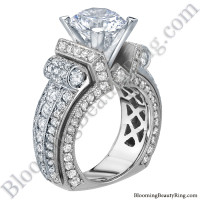 White Gold Scrolling Tiffany Style Round Diamond Engagement Ring - bbr557-1