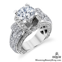 White Gold Scrolling Tiffany Style Round Diamond Ring