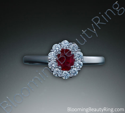 .60 ctw. Fine Oval Ruby and Diamond Ring - cgrRG7062
