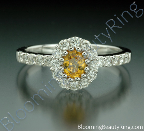 .85 ctw. Multi Prong Oval Yellow Sapphire and Diamond Ring - cgrRG187
