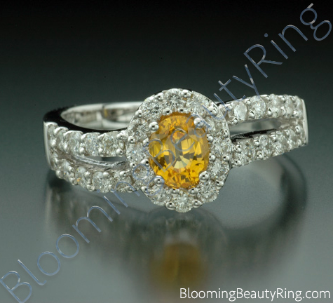 1.26 ctw. Oval Yellow Sapphire and Diamond Wave Ring - cgrRG192