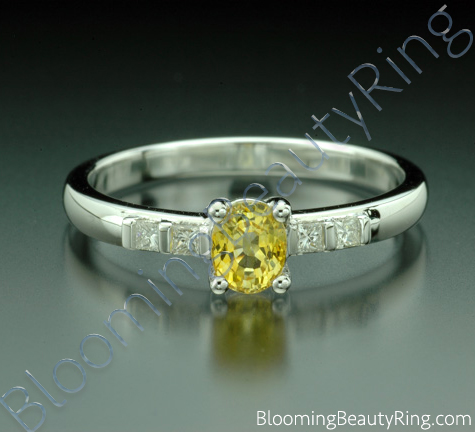 .64 ctw. Oval Yellow Sapphire and Princess Diamond Ring - cgrRG189