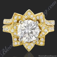 small crimson rose diamond engaement ring set