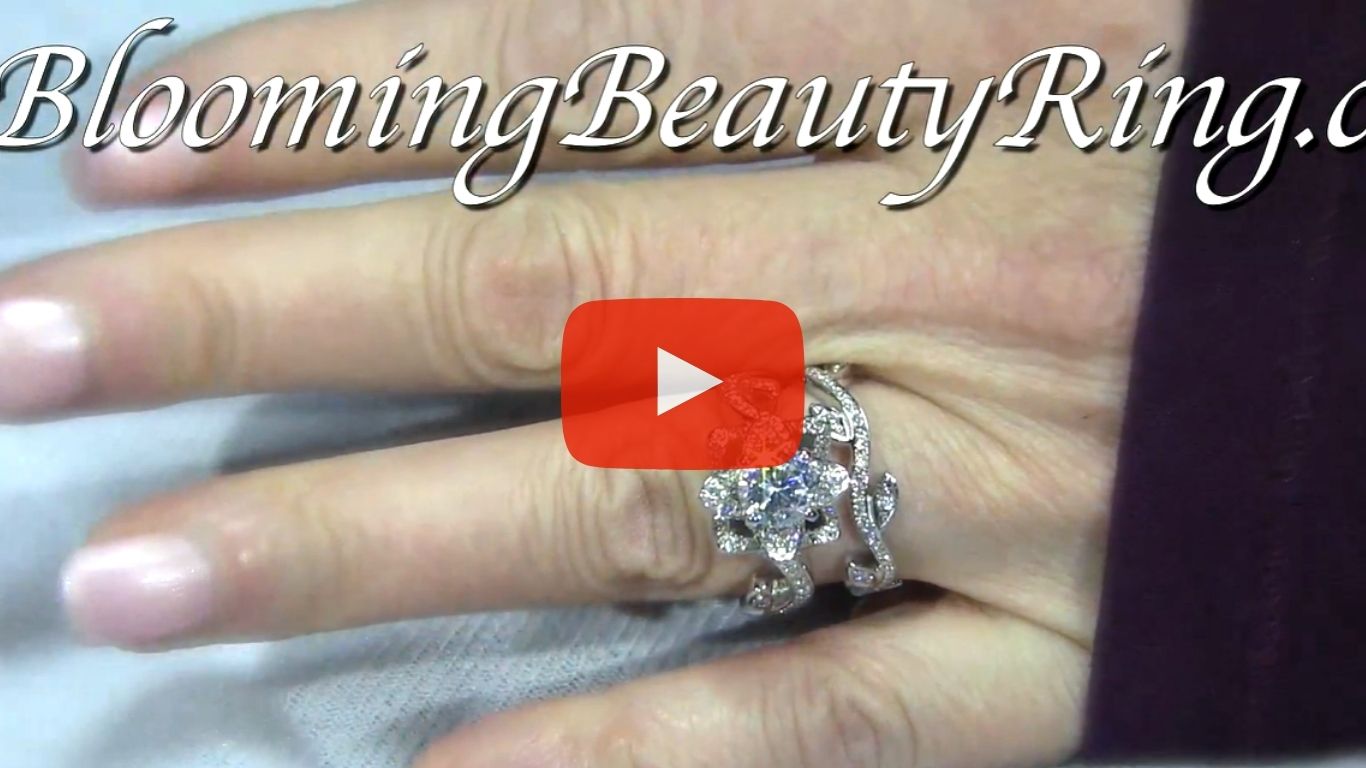 The Lotus Swan 1ct. Diamond Engagement Flower Ring – bbr630set on the finger video