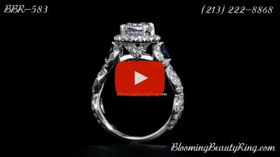1.15ctw Two Hearts Become One Halo Diamond Engagement Ring – bbr583 standing up video