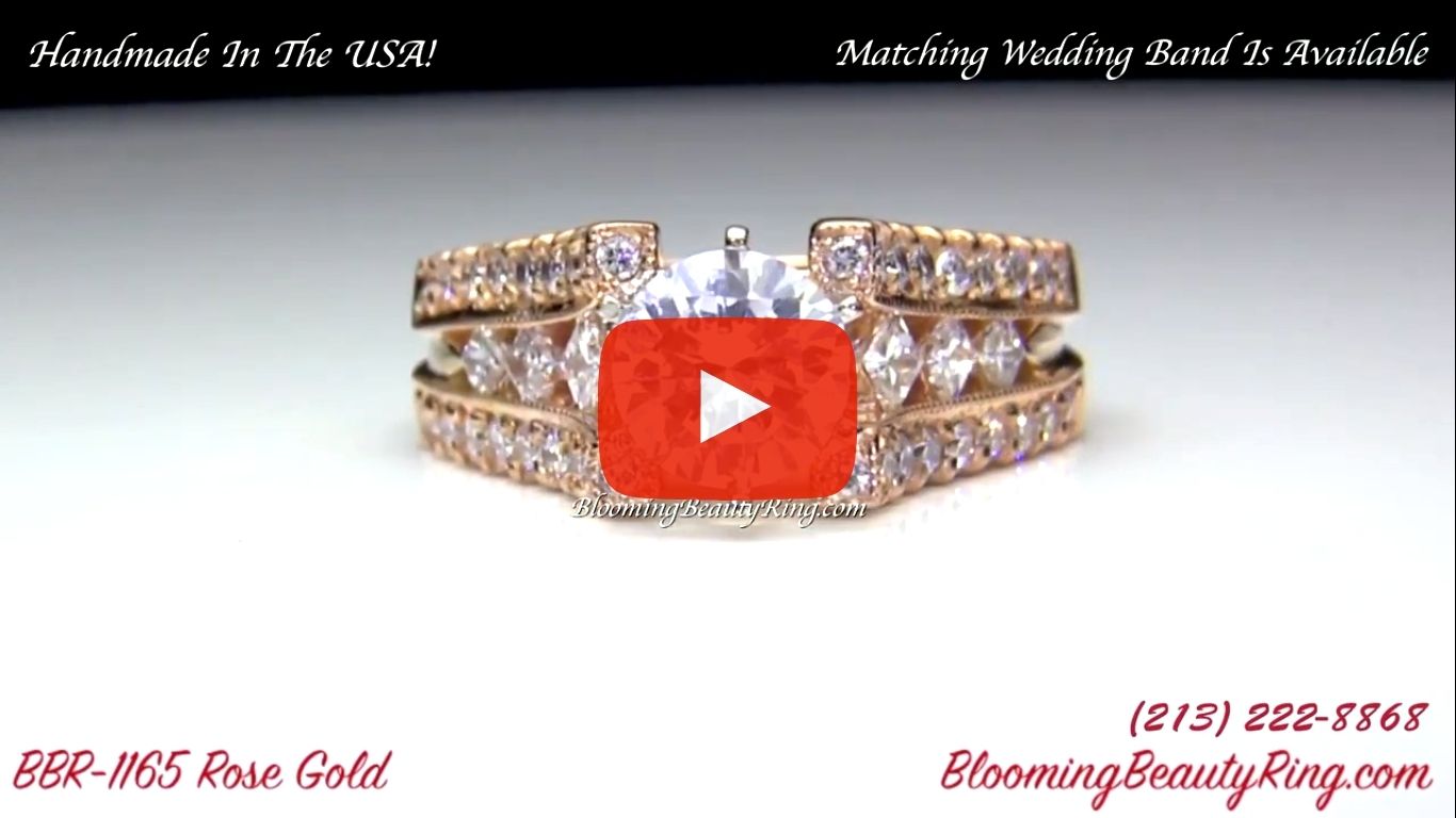 Diamonds On The Tips Modified 6 Prong Cathedral Split Band Princess Cut Ring – bbr1165 rose gold video