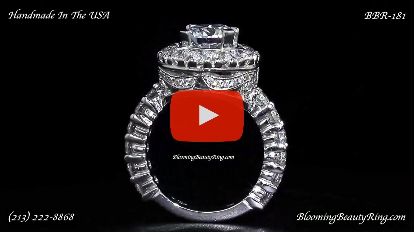 Diamonds and Flowing Lace Engagement Ring – bbr181 standing up video