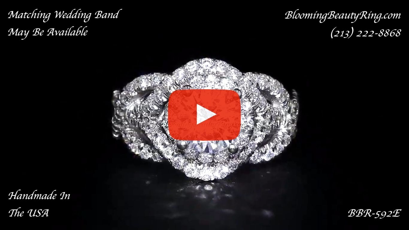 Double Twist Halo Diamond Engagement Ring – bbr592 laying down video
