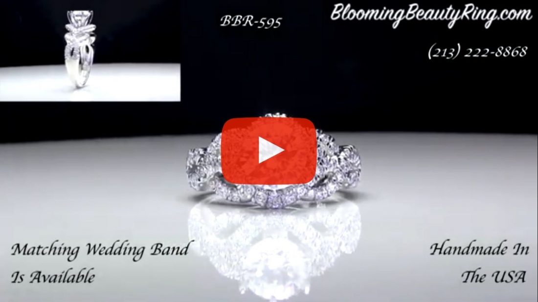 6 Prong Beautiful Crossover Pave Set Designer Engagement Ring – bbr595 laying down video