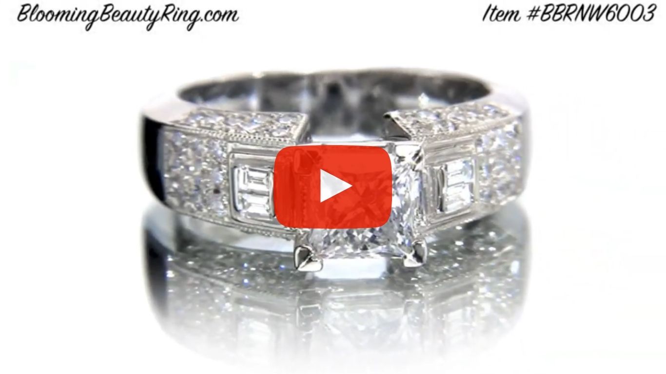 Pave Wide Diamond Band with Intricate Milgrain Edging and Design – bbrnw6003 laying down video