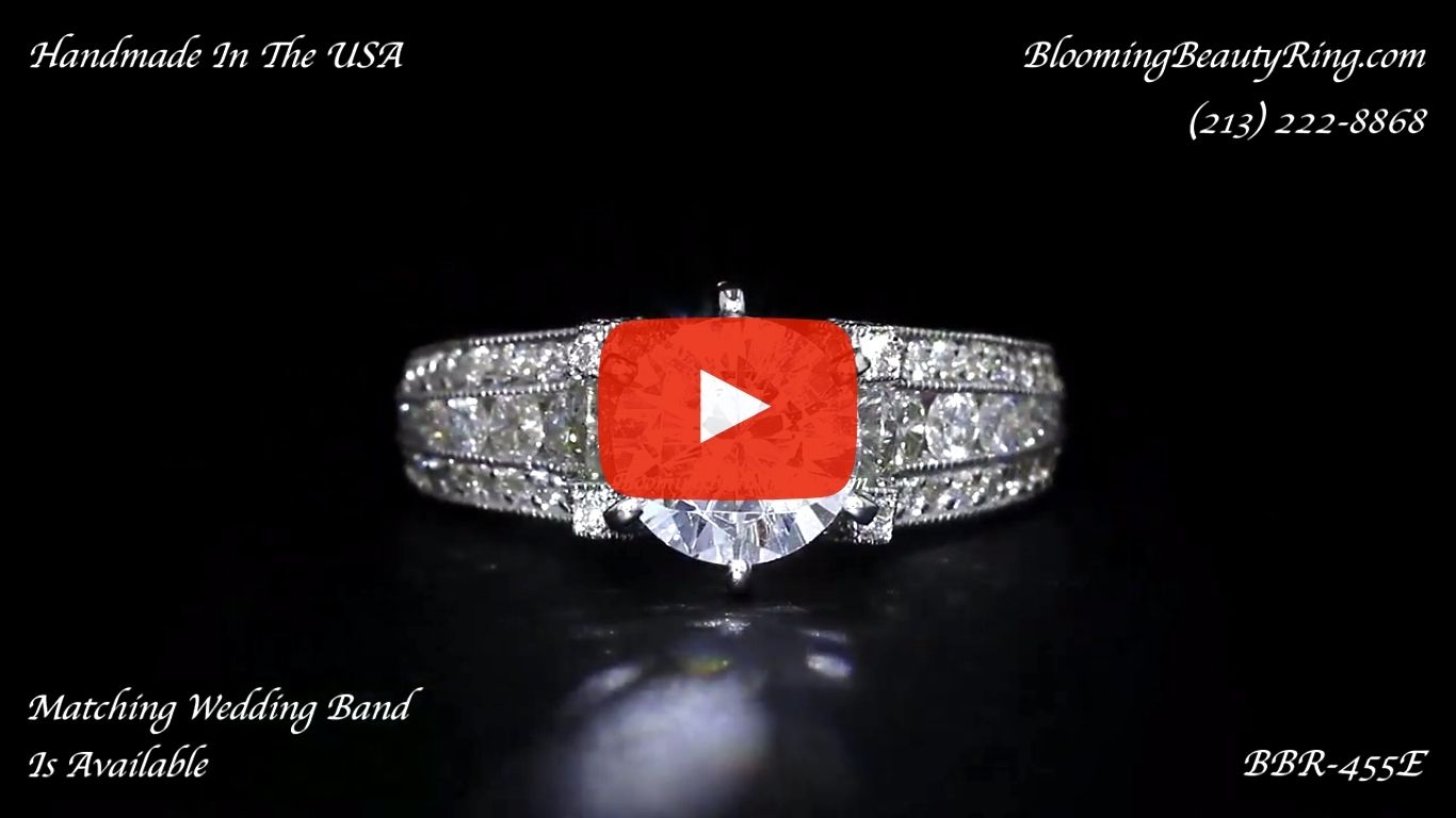5 Sided 10 Column Engagement Ring – Unlike Anything You Have Ever Seen – with Hundreds Of Diamonds – bbr455 laying down video