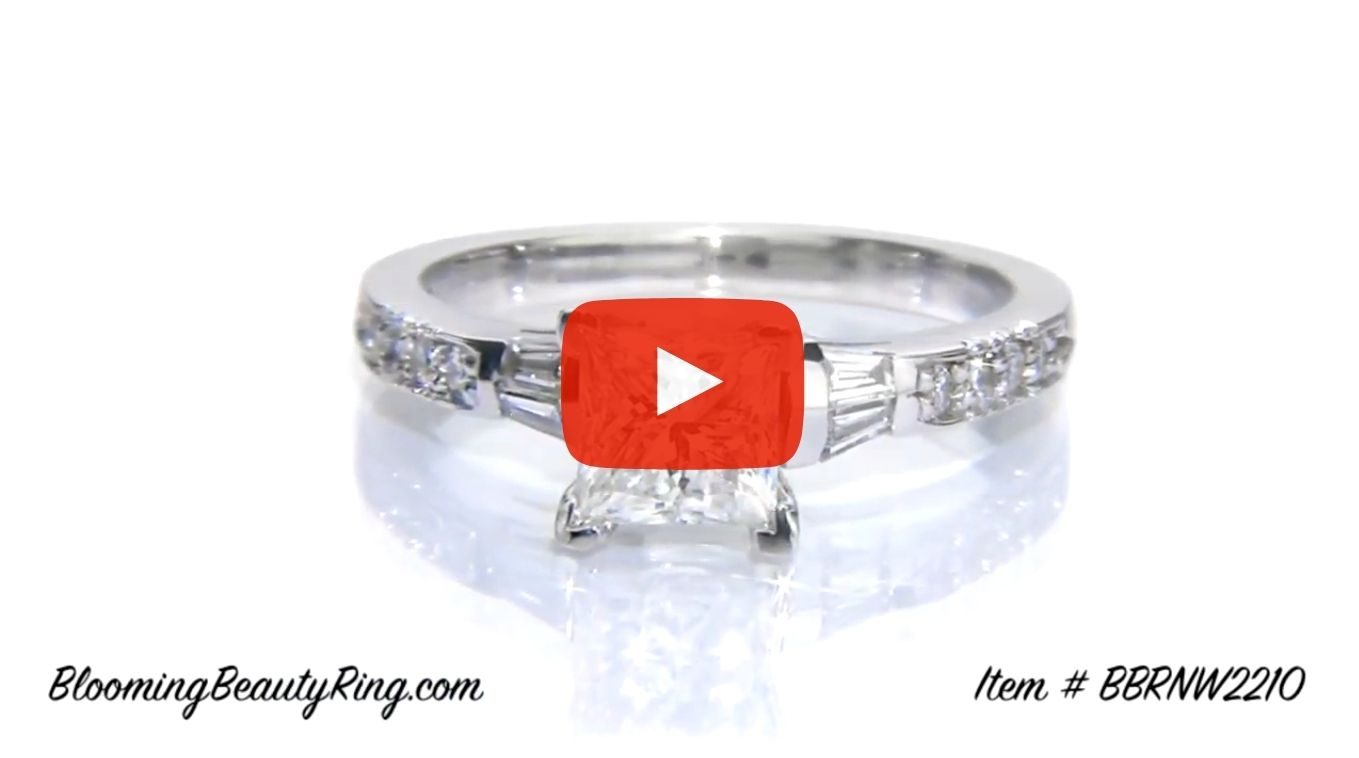 Round Pave and Channel Set Baguette Diamond Engagement Ring laying down video