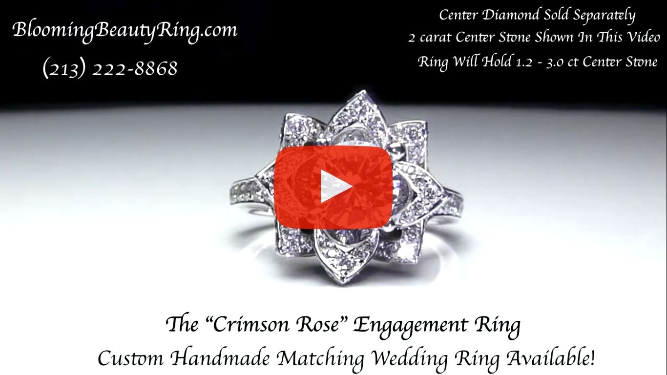 The Large Crimson Rose Flower Diamond Engagement Ring – bbr607 video