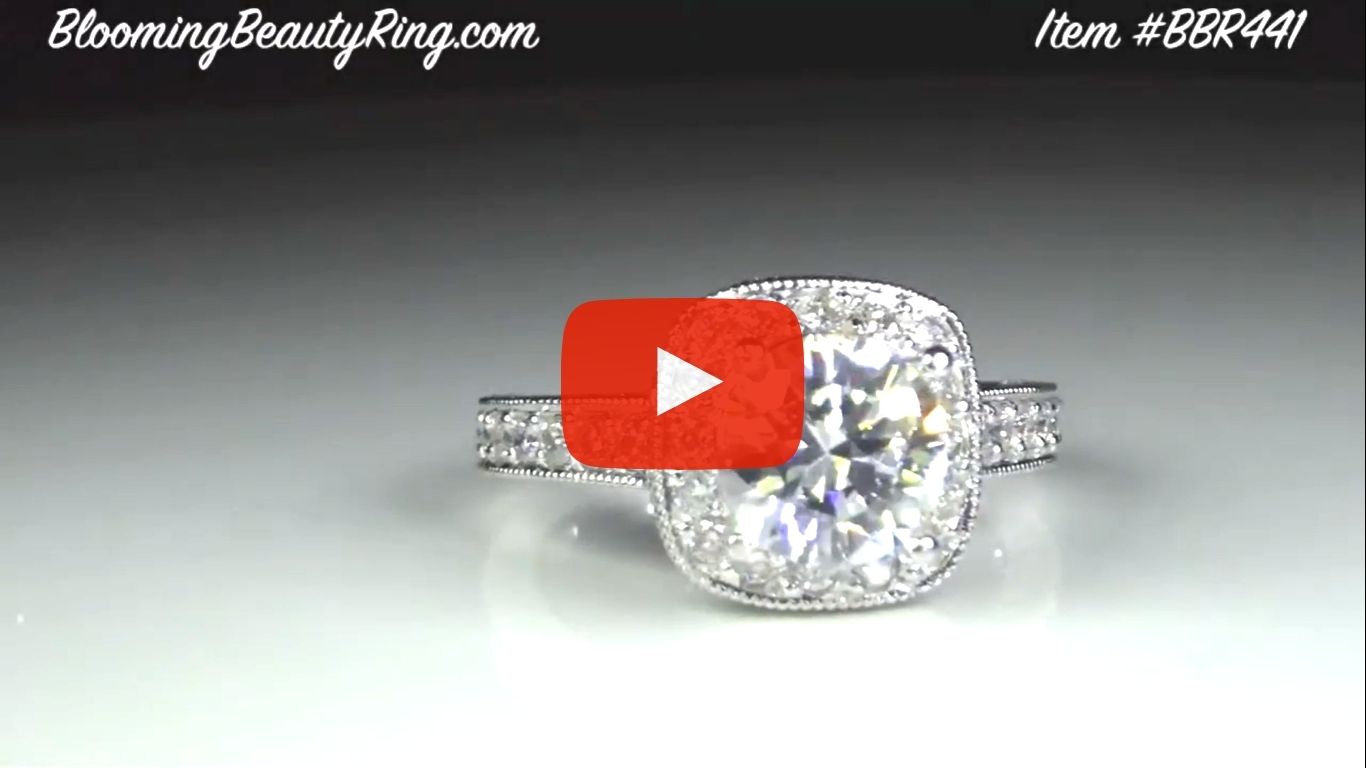 Unique Style Halo Engagement Ring with Ultra Diamonds High Quality All Over Video bbr411 laying down video