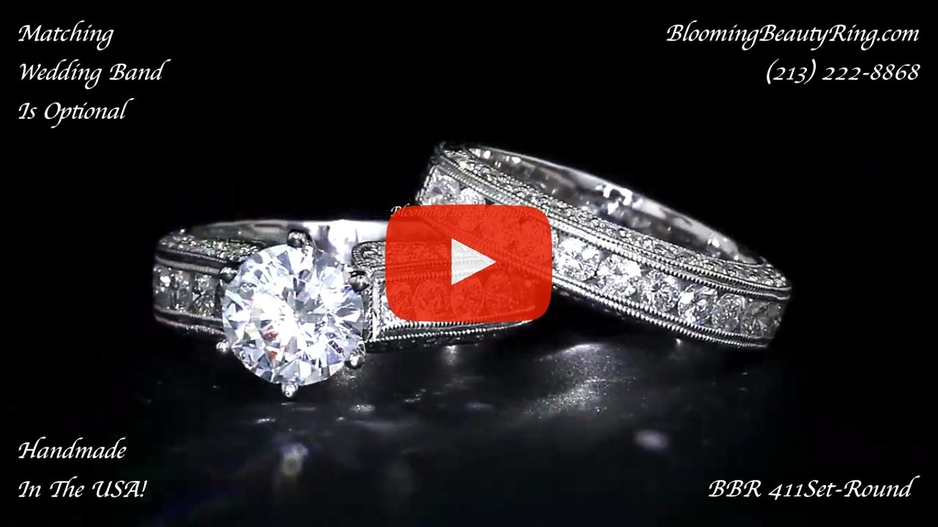 2.90 ctw. 14K Gold Diamond Engagement Ring Set – nrd411eb-1 laying down video