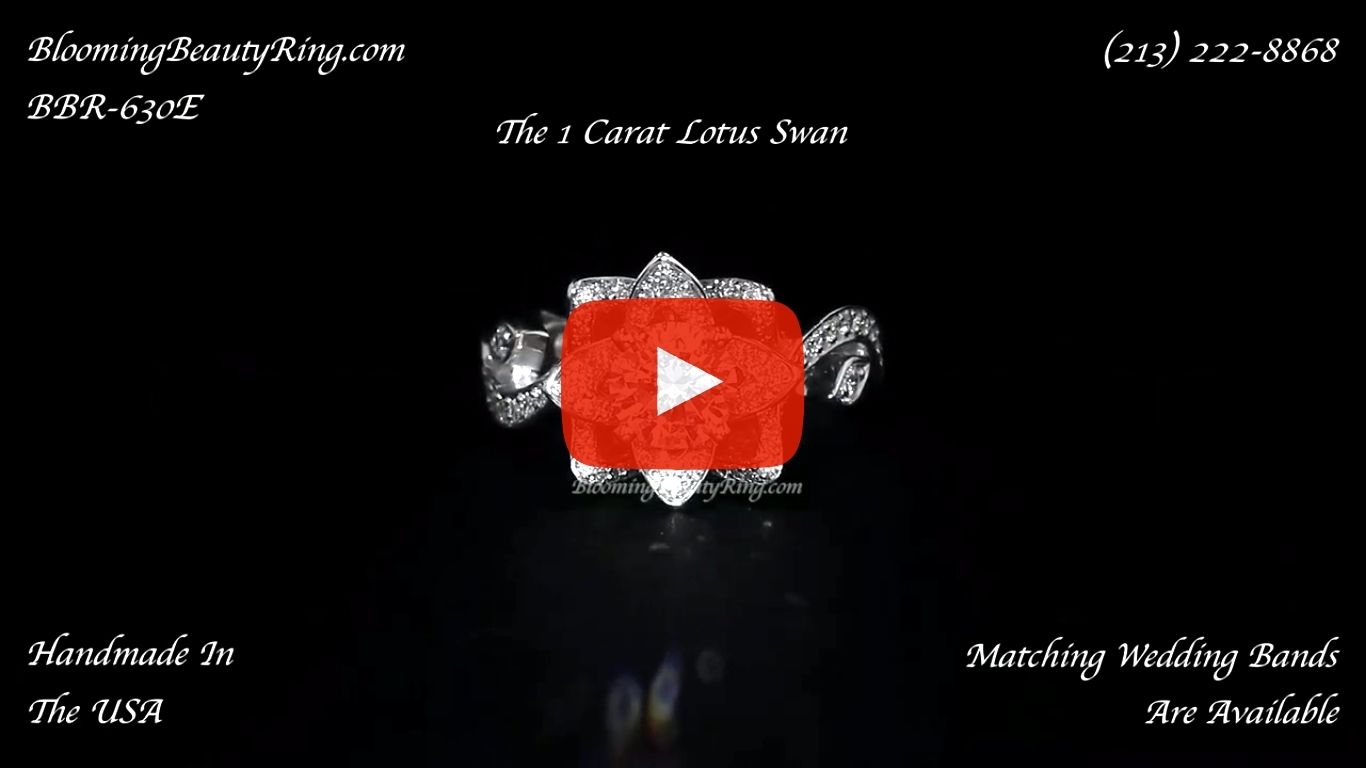 The Lotus Swan 1ct. Diamond Engagement Flower Ring – bbr630 laying down video