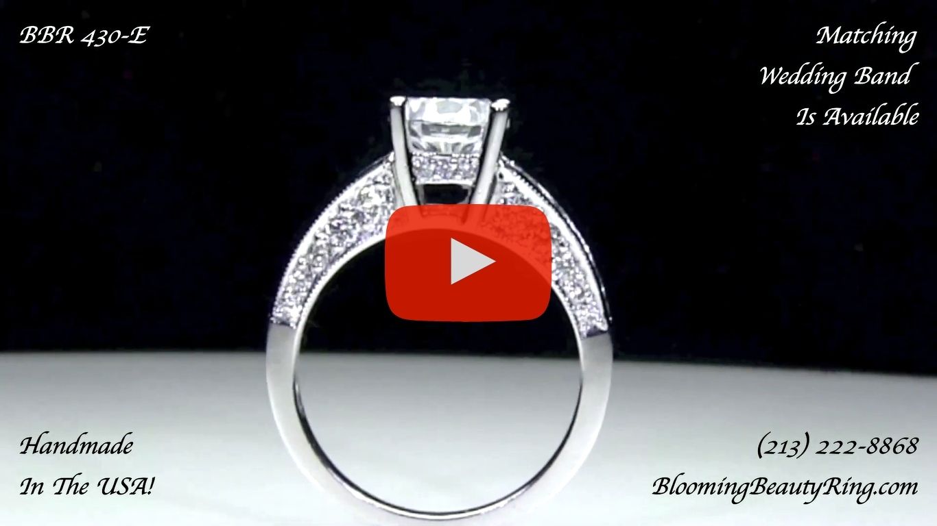Vintage Inspired Half Circle Tapered Diamond Engagement Ring – bbr430 standing up video