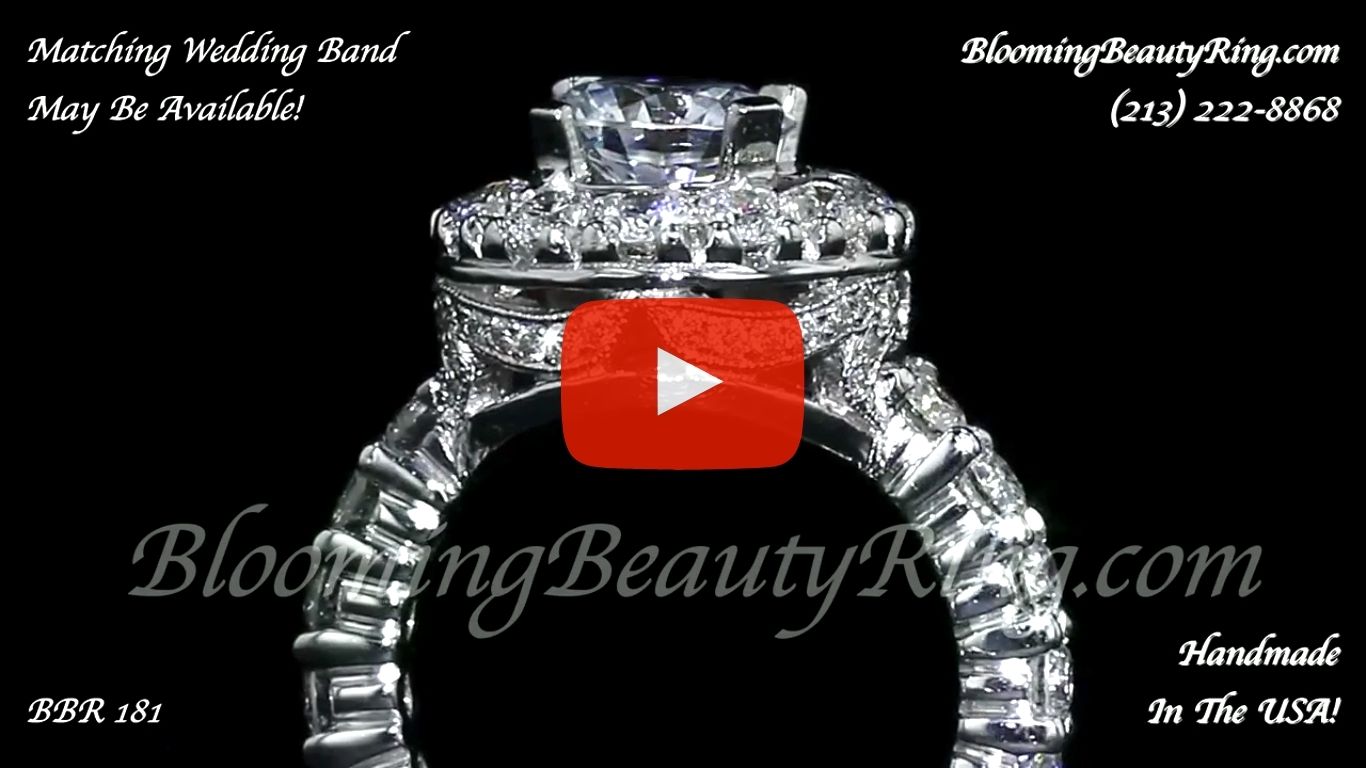 Diamonds and Flowing Lace Engagement Ring - bbr181 close up standing up video