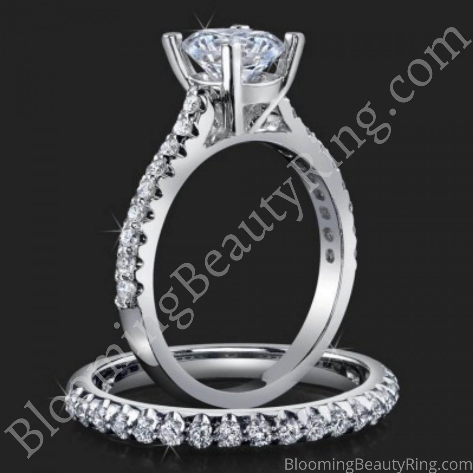 .74 ctw. Petite Channel Curved Set Diamond Engagement Ring Set - bbr511