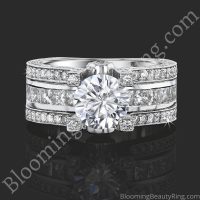 New Design Wide Band Diamond Engagement Ring With Tension Set Diamond BBR 744e laying down