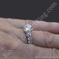 Shared Prong Antique Style Engagement Ring with Large Graduated Diamonds