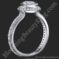 .94 ctw. Halo Bezel Millegrain Diamond Engagement Ring Set - Engagement Ring