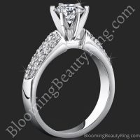 1.08 ctw. 3 Column Micro Pave 6 Prong Diamond Engagement Ring Set - Engagement Ring 